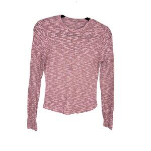 Free People Ribbed Long Sleeve Top Size S‎ Pink Stretchy Fitted Lightweight